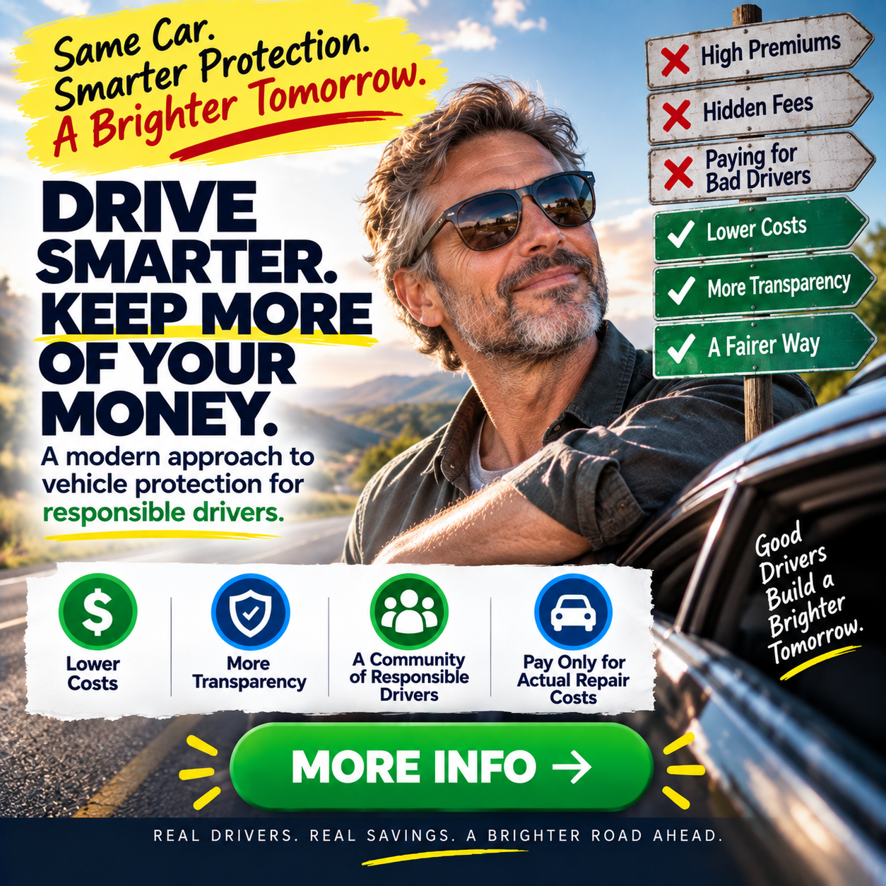 Drive smarter. Keep more of your money. proposed Good Driver Club Facebook ad