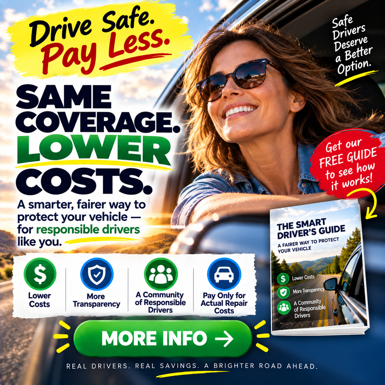 Drive safe. Pay less. proposed Good Driver Club Facebook ad